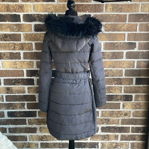 EXPRESS LONG BELTED PUFFER JACKET Charcoal Grey - Picture 5 of 7